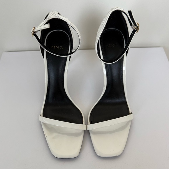 Mango White Patent Ankle-Cuff Strap Stiletto Heels Sandals. US 7.5 EU 38. Used. - Picture 2 of 16